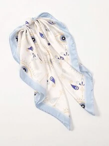 1 件简约印花 90 厘米方形围巾，新款春季头巾风格头巾，百搭腰带，女士配饰腰带