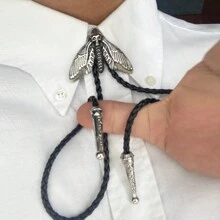 1pc Original Design Moon, Star, Ghost & Moth Bolo Tie, Adjustable Length Rope Necklace, American Western Cowboy Bolo Tie For Casual, Party, Wedding, Unisex, Great Gift Idea Men Necktie - Ghost Face Skull Moth Tie - View 12