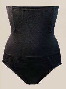 2 Pcs High Waist Contorl Tummy Panties Seamless Women's Shapewear Body Shaper Waist Trainer Slimming Falt Belt Sheath Woman Shaping Panty Ladies Briefs Underwear - Black - View 3