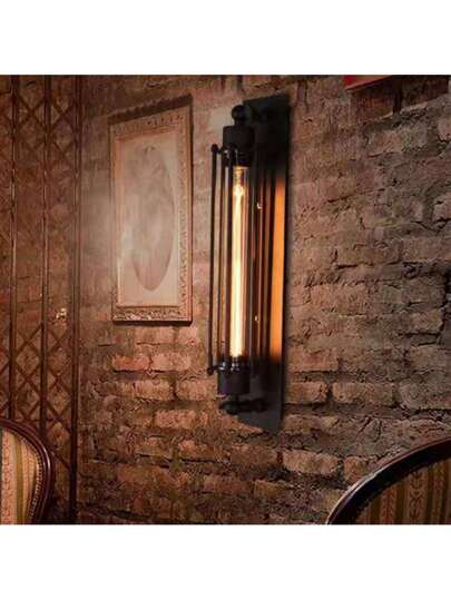 1pc Vintage Industrial Rustic Pipe Wand Lamp, Retro Pulley Sconce Dining Room, Bar, Club view 2