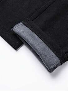 Pantaloni casual da uomo con costine, con fodera termica, adatti per l autunno/inverno - nero - Visualizzare 6