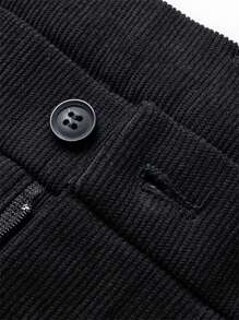 Pantaloni casual da uomo con costine, con fodera termica, adatti per l autunno/inverno - nero - Visualizzare 4