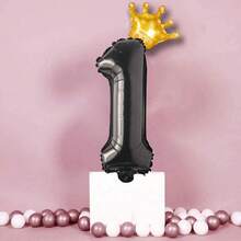 1Ppc，32 英寸黑色数字皇冠气球0-9 套装生日派对装饰气球派对场景派对气球 - 彩色 - 查看 2
