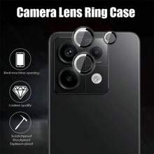 Anillo de metal + Protector de lente de vidrio templado compatible con Redmi 13 13C Redmi Note 14 13 4G 5G Note 13 14 Pro 4G 5G Note 13 Pro+ POCO C65 M6 Pro X6 Pro 5G X6 5G Compatible con Xiaomi 13T 14T Pro Estuche protector de vidrio HD claro, lente completa, accesorios para teléfonos a prueba de agua, a prueba de golpes, antiarañazos, antihuellas dactilares, regalo para cumpleaños, familia, amigos - Negro - Ver 4