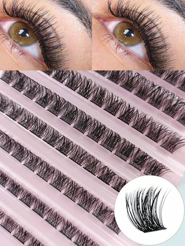 120 PCS D Curl 8-16Mm Mix Length Individual Cluster Eyelashes Soft Natural Look Wispy Ultra-Light Long-Lasting DIY Eyelash Extension Ideal For Beginner Use At Home Or On-The-Go For Daily Life Party And Music Festival