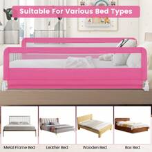 Bed Rail Guard For Toddlers, 180CM Foldable Baby Bed Rail With Removable & Washable Cover & Safety Strap For Crib, Double, SuperKing Size Bed, Swing Down Children Safety Bedrail, Pink