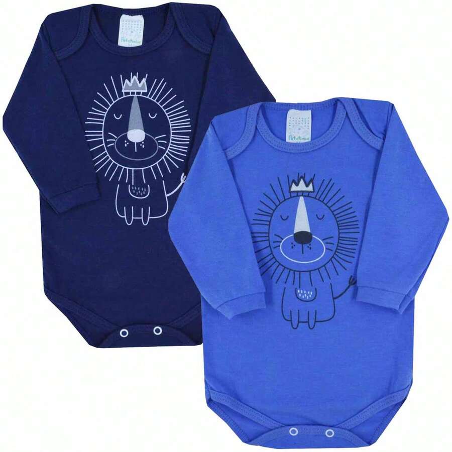 2 Piece Baby Bodysuit Kit Long Sleeve Lion King Petutinha - 藍色 - 查看 1