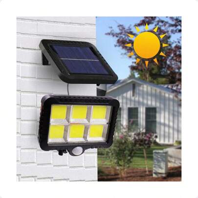 Luminária Refletor Solar Parede 120 Cob E Sensor De Presença