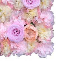 YUNRUX Künstliche Blumenwand Deko 60X40cm, 3D Blumen Wandpaneele, Realistische Blumenwand Kunstblumen, Seidentuch+Plastik, Gitter-Bodenhalterung, Hohe Dichte - Mauve - Übersicht 8