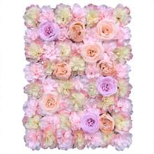 YUNRUX Künstliche Blumenwand Deko 60X40cm, 3D Blumen Wandpaneele, Realistische Blumenwand Kunstblumen, Seidentuch+Plastik, Gitter-Bodenhalterung, Hohe Dichte - Mauve - Übersicht 6