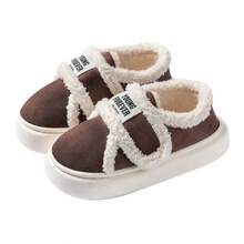 女士保暖内衬拖鞋，防滑毛绒内衬闭趾毛绒雪地家居拖鞋，2024秋冬新款 - 棕色 - 查看 6