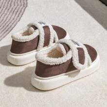 女士保暖内衬拖鞋，防滑毛绒内衬闭趾毛绒雪地家居拖鞋，2024秋冬新款 - 棕色 - 查看 4