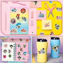 THE POWERPUFF GIRLS PPG 50 张可爱乙烯基贴纸，飞天小女警卡通飞天女警袭击周边防水贴纸礼物，适用于水瓶笔记本电脑行李吉他手机日记本剪贴簿，适合青少年成人的动漫贴纸 [官方授权] - 彩色 - 查看 8