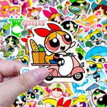 THE POWERPUFF GIRLS PPG 50 张可爱乙烯基贴纸，飞天小女警卡通飞天女警袭击周边防水贴纸礼物，适用于水瓶笔记本电脑行李吉他手机日记本剪贴簿，适合青少年成人的动漫贴纸 [官方授权] - 彩色 - 查看 5