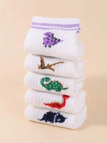 5 Pairs Of Baby Boy Dinosaur Pattern Socks Toddler Comfortable Soft Stretch Socks,Ten Pairs Of Simple Striped Casual Sports Stretch Socks. These Ankle Socks Are Suitable For Both Baby Boys And Baby Girls. They Are Fashionable Socks That Can Be Worn In All Seasons. - Multicolor - View 3