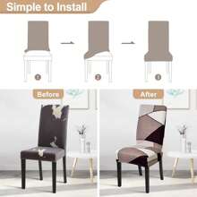 1/4/6pcs Milk Silk High-Back Chair Covers, Modern Polyester Stretch Dust-Proof Washable Slipcovers For Living Room Dining Room Bedroom