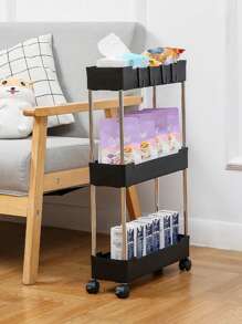 3/4 层卷式储物车、食品服务手推车、带万向轮的窄型厨房调料储物架、冰箱缝隙储物车、小空间可移动储物架、卧室浴室缝隙收纳架、可移动储物柜、家庭储物和整理用品户外装饰 - 彩色 - 查看 6