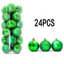 24 件/套圣诞装饰品，3 厘米彩色装饰球，适用于圣诞树，适合节日派对装饰、圣诞节