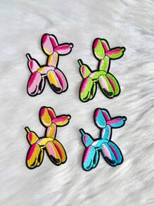 彩色气球狗可爱动物刺绣熨烫补丁适用于 DIY 服装、卡车司机帽、牛仔裤、夹克、包包缝制装饰补丁