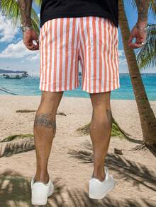 Kit 2 Men's Bermuda Shorts Striped Mauricinho Beach Non-Transparent Blue - Màu Hồng  San hô - Xem 2