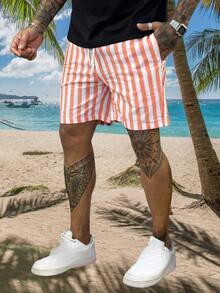 Kit 2 Men's Bermuda Shorts Striped Mauricinho Beach Non-Transparent Blue - Màu Hồng  San hô - Xem 5