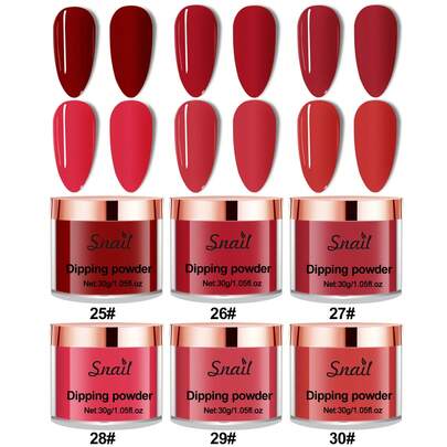 SNAIL Dip Powder, 6 Colors Red Spring Sumner Dipping Powder Nail Art Manicure DIY Salon Home Gifts For Women, No Need Nail Lamp Cured, Y2K Aesthetics. Acrylic Press On Nails