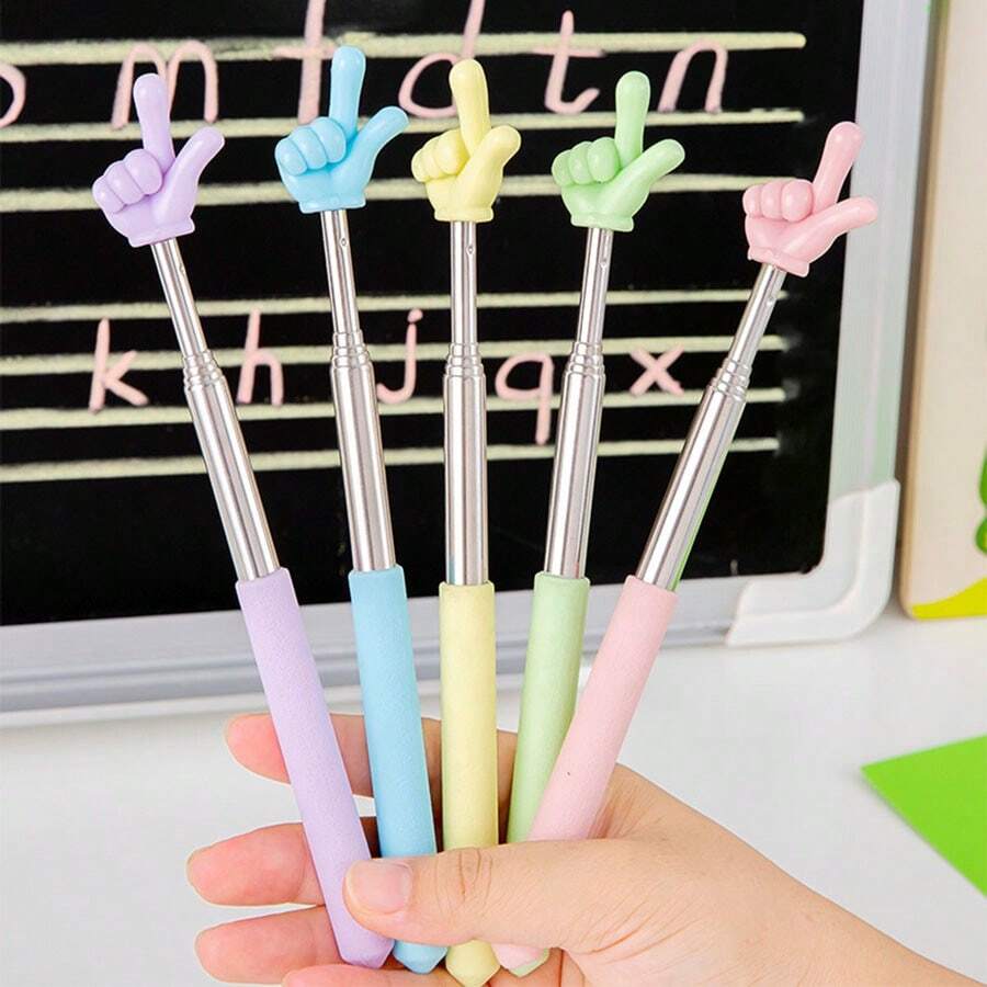 Extendable Teacher Pointer, Suitable For Classroom Reading, Retractable Finger Pointing Stick Applicable For School, Foldable Finger Pointing Rod, Long Telescopic Pointer - Multicolor - View 1
