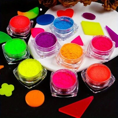 9盒/套荧光树脂填充粉，适用于DIY环氧树脂、硅胶树脂模具、染料、夏季饰品制作材料