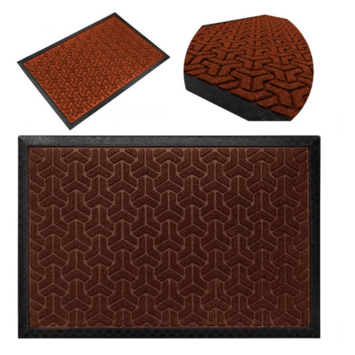 Doormat Non-Slip Door Mat Brown Rubber 40x60 - 棕色的 - 查看 1