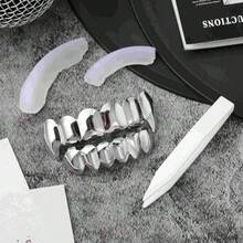 THATBOY HIP HOP Punk Cyberpunk Tiệc độc thân Halloween Răng mạ vàng 18K Răng sứ sáng bóng - Nhiều màu - Xem 11