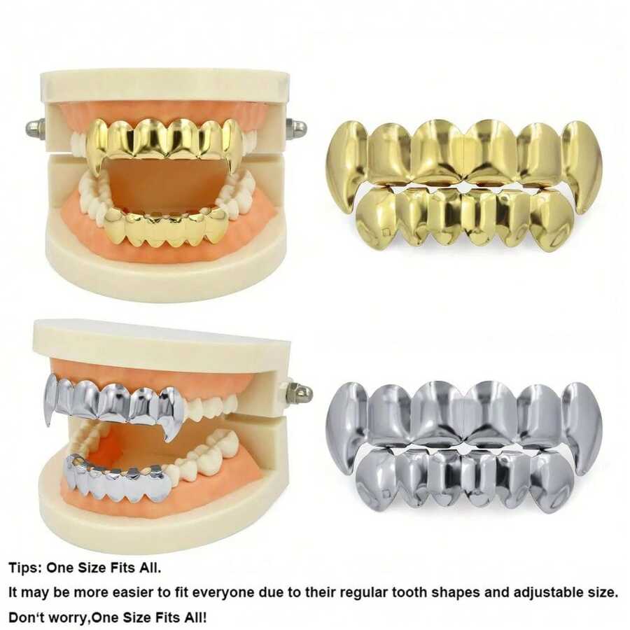 THATBOY HIP HOP Punk Cyberpunk Tiệc độc thân Halloween Răng mạ vàng 18K Răng sứ sáng bóng