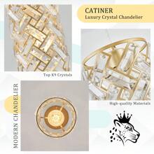 1-Light Gold Crystal Pendant Light, Mini Ceiling Hanging Light Fixture With K9 Prisms For Kitchen Island, Bathroom, Bedroom, Or Bar - 金色 - 查看 4