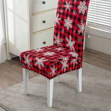 1pc Christmas Pattern Chair Cover,Water Washable,Home Use Anti-Fouling Dining Table Chair Slipcover - Redwood - View 5