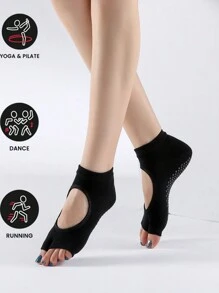Sports Outdoor 1pair Anti-Slip Sports Two-Toe Yoga Socks, Fashionable Open Toe Open Back Pilates Socks, Indoor Non-Slip Floor Socks