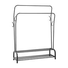 LIVINGANDHOME Living And Home Double-Rod Metal Clothes Rack With Hooks,Freestanding Clothes Rail Rack,Stable Clothes Garment Hanging Rack With Bottom Shelf,Clothes Storage Shelf Rack,Cost Rack,Hanging Rack Closet Organizer Shelf For Bedroom,Bathroom,Dressing Room - Black - View 8