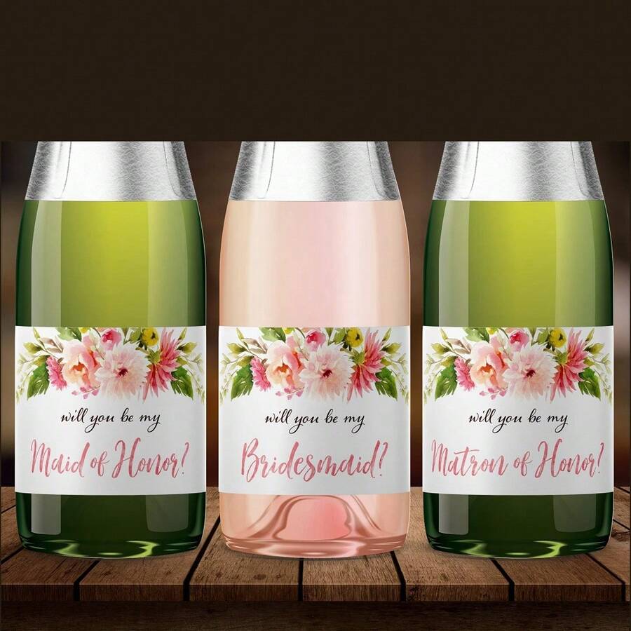 Pearls And Prosecco Champagne Bottle Labels, Bridal Shower Favor Stickers, Bachelorette Bubbly, Bach Welcome Bag Idea, Bridal Shower Stickers, Pearl Bridal Shower Decorations - Pink - View 1