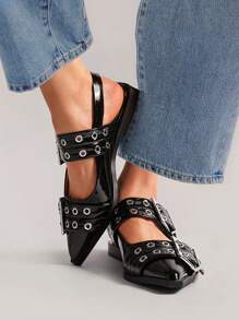 Women's Ballet Flats Double Strap Pointed Toe Ankle Strap Slingback Flats Comfortable Fashion Elegant Party Shoes