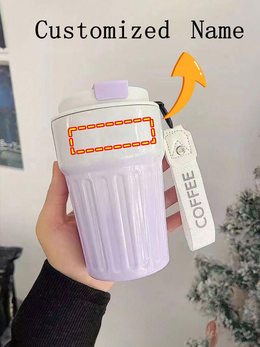 1 cái Cốc cà phê sọc cách nhiệt chân không bằng thép không gỉ có tên tùy chỉnh - nhiều màu - Xem 1