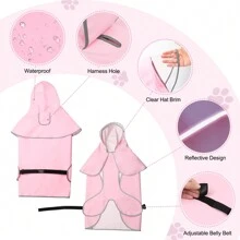 Dog Raincoat - Waterproof Dog Rain Jacket With Hoodie, Lightweight Dog Rain Coat With Transparent Cap Brim - Pink - View 5