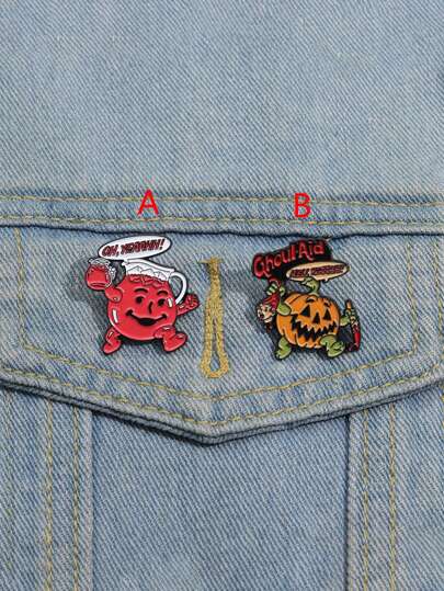 1pc Creative Ghoul Aid Scary Pumpkin Halloween Brooch, Cartoon Pin Badge For Clothing Backpack Jewelry Accessories For Men And Women