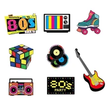 80s Plastic Party Tablecloth, Green Purple Teal Balloons, Back To The 80s Party Decorations 80's Party Hanging Swirls, 80's Party Table Cover 80s Birthday Party Supplies, The 80's Hip Hop Party Decoration, Throwback Birthday Party Decoration For Dining Room
