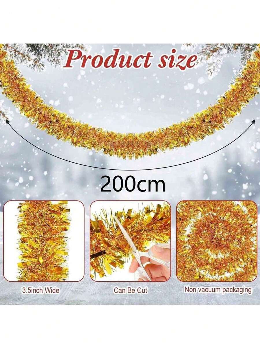 1ชิ้น/2ชิ้น ชุดโคมไฟประดับปีใหม่ ม่านเชือกประดับประกายโลหะ ตกแต่งเชือก