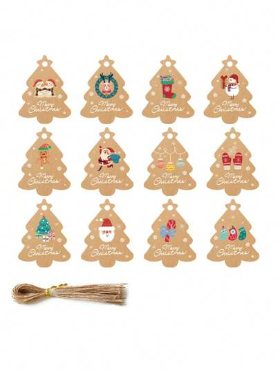 48pcs(24pcs Christmas Hangtags + 24pcs Brown Rope), Christmas Hangtags Kraft Paper Christmas Tree Decoration Small Pendants Review Gift Decoration Santa Claus, Baking Labels, Suitable For Gift Packaging Pendants,Christmas Decoration, Christmas Gift Decoration Christmas Decorations Christmas Decor Christmas Gifts Christmas Party Supplies Christmas Gift Bags Christmas Bags Christmas Stickers Christmas Christmas Decorations Christmas Pajamas Christmas Gifts Christmas Decor