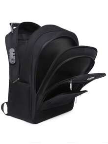 Large Waterproof Steel Cable Backpack Reinforced Notebook Padlock Headphone And USB Input 2038 - 藍色 - 查看 4