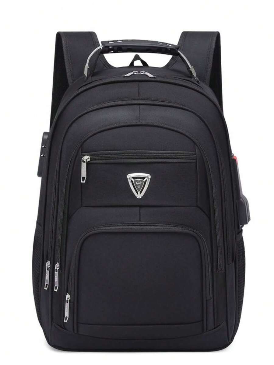 Large Waterproof Steel Cable Backpack Reinforced Notebook Padlock Headphone And USB Input 2038 - 藍色 - 查看 1