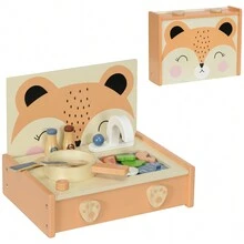 Aiyaplay Cucina Giocattolo per Bambini 3-5 Anni, Mini Cucina in Legno per Bambini con Fornello e 12 Accessori, Multicolore - Multicolore - Visualizzare 3