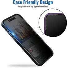 4 件装隐私屏幕保护膜，适用于 16/15/15Pro/15Plus/15Promax/14/14pro/14plus/14promax/13promax/13pro/13mini/13/12promax/12pro/12mini/12/11promax/11pro/11，传感器保护，兼容 Dynamic Island，9H 防窥私人钢化玻璃膜，防刮，生日、家人、朋友防窥的简易礼物，手机屏幕保护膜，手机配件防水防震防摔防摔防指纹全覆盖 - 黑色 - 查看 7