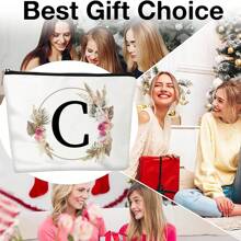 Bolsa de maquiagem com estampa floral e de letras chique de outono - Bolsa de cosméticos de lona reutilizável e moderna com grande capacidade Bolsa de armazenamento de viagem para mulheres Bolsas de grife, bolsa de cosméticos de viagem portátil personalizada com zíper, ideal para bolsa de festa de casamento e presente feminino, bolsa de papelaria escolar, presente de festa Bolsa de maquiagem para itens essenciais de viagem Bolsas de maquiagem Organizador de maquiagem Organizador de maquiagem Armazenamento de maquiagem Bolsa de maquiagem Bolsa de maquiagem - Branco - Ver 11