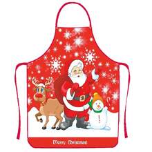 Christmas Apron With Cartoon Print, Adjustable Strap Home Kitchen Cooking Party Supplies - Multicolor - View 6