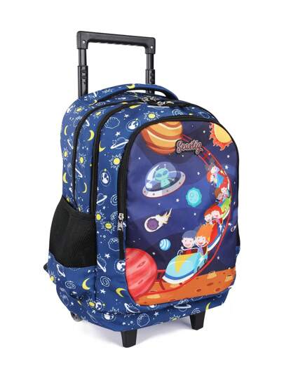 Kids Fashion Rolling Backpack, 18 Inch Double Handle Laptop Backpack, Plane Bag, Luggage, School Supplies, Durable With Waterproof Material, Big Storage Capacity, Great For Boys And Girls School, College, Vacation, Trip Use, Travel Bag With Wheels, Cute Girls, Space,Unicorn Prints, Best Christmas Gifts For Kids, Free Shipping And Hot